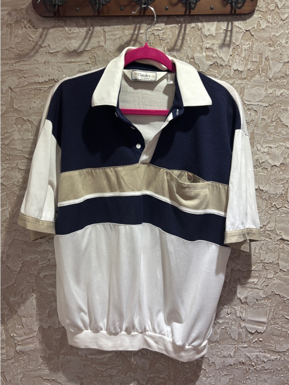 Classic Navy, White & Tan Rugby Polo